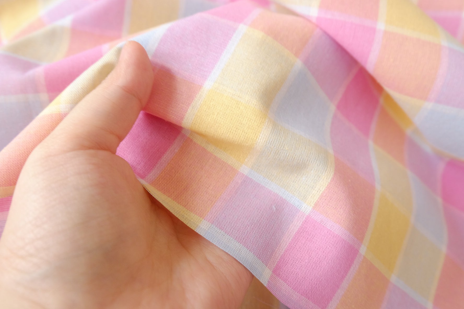 Pastel Plaid Yarn-Dyed Linen Cotton, 2.19 Yards