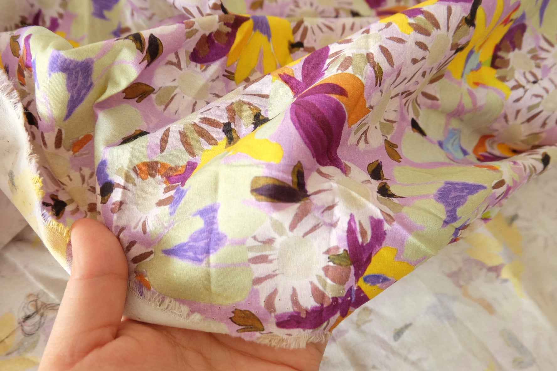 Lemon Lilac Garden 60s Cotton Poplin – 2.84 yd