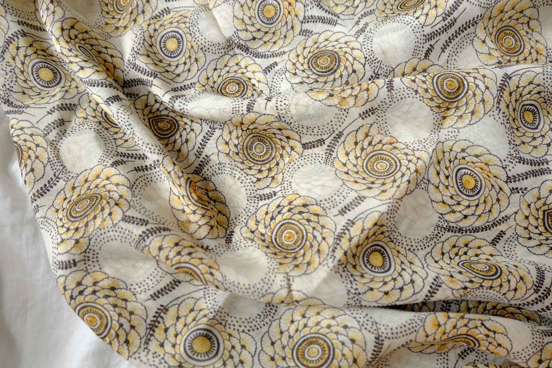 Vintage Marigold Silk Cotton Voile Fabric - 1.64 Yards