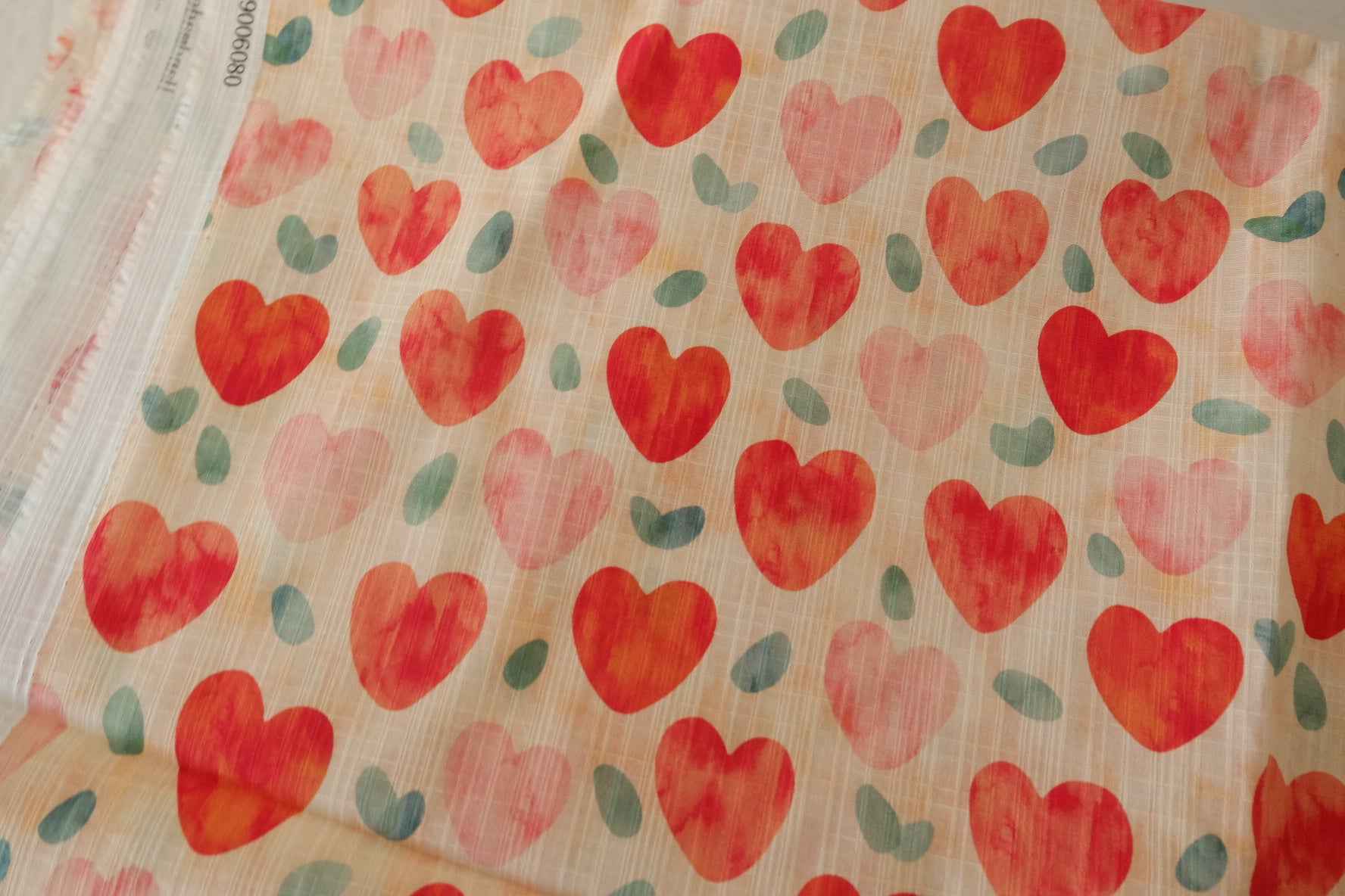 Heart Print Slub Cotton Fabric – 2.2 yd