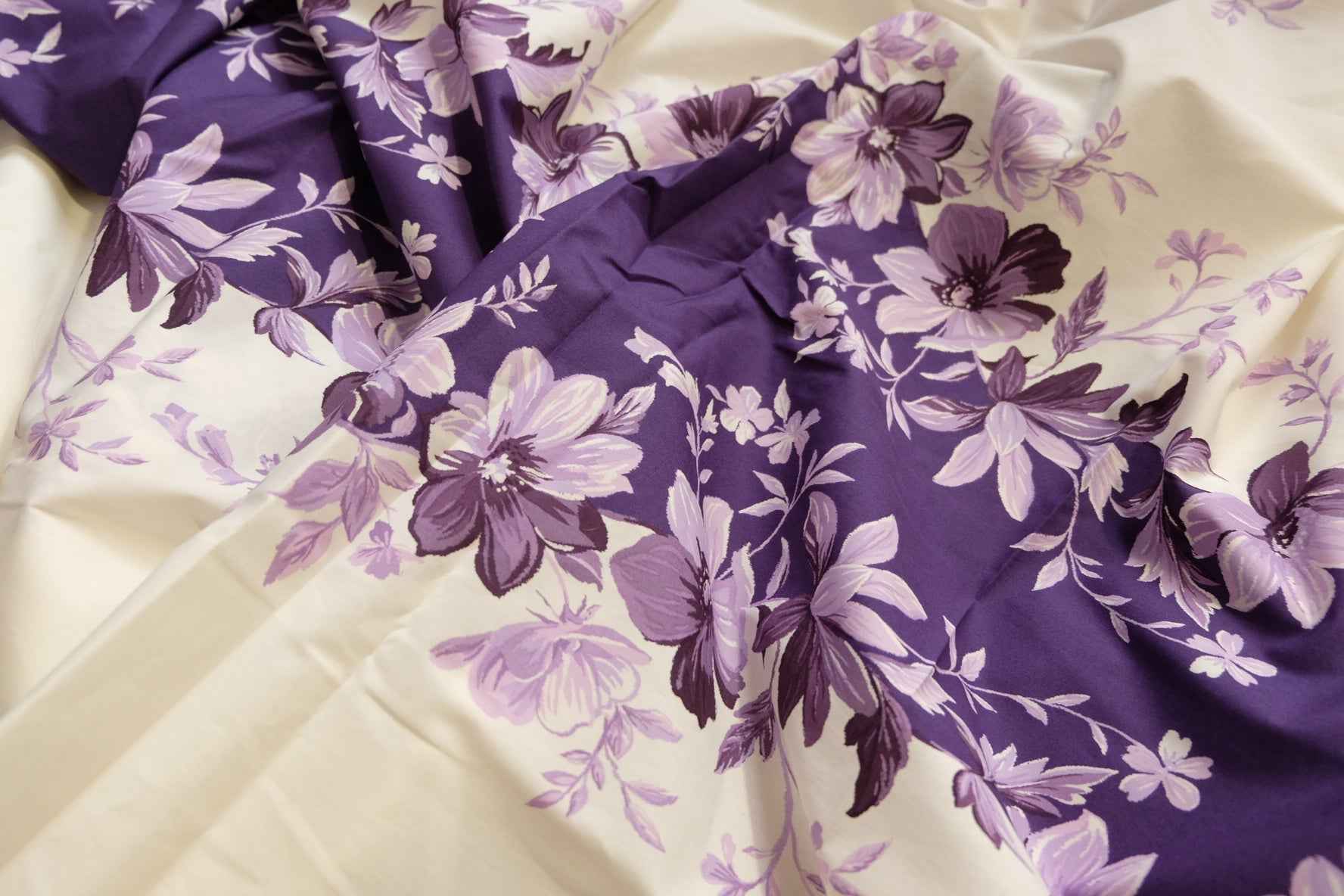 Purple Floral Cotton Poplin — 3.3 yd
