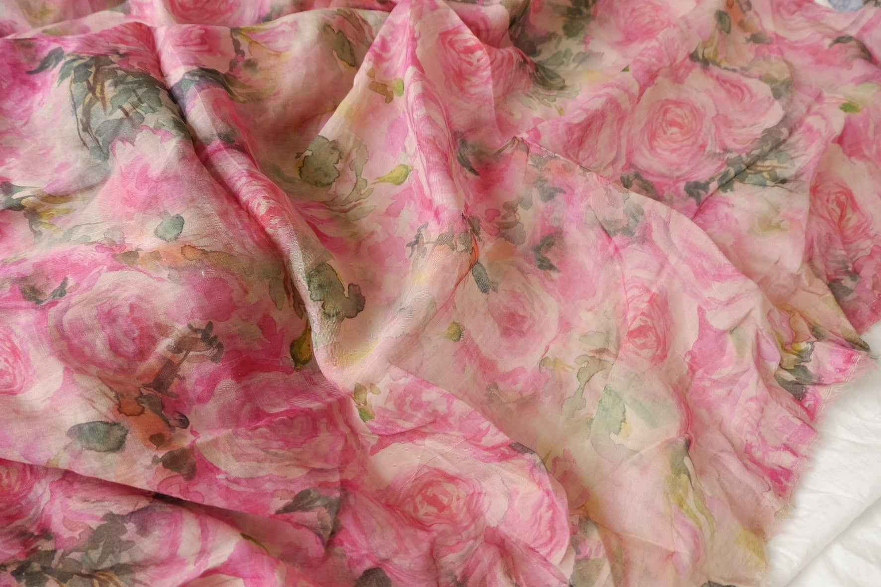 Sheer Pink Rose Lightweight Linen Fabric - 1.75 yd