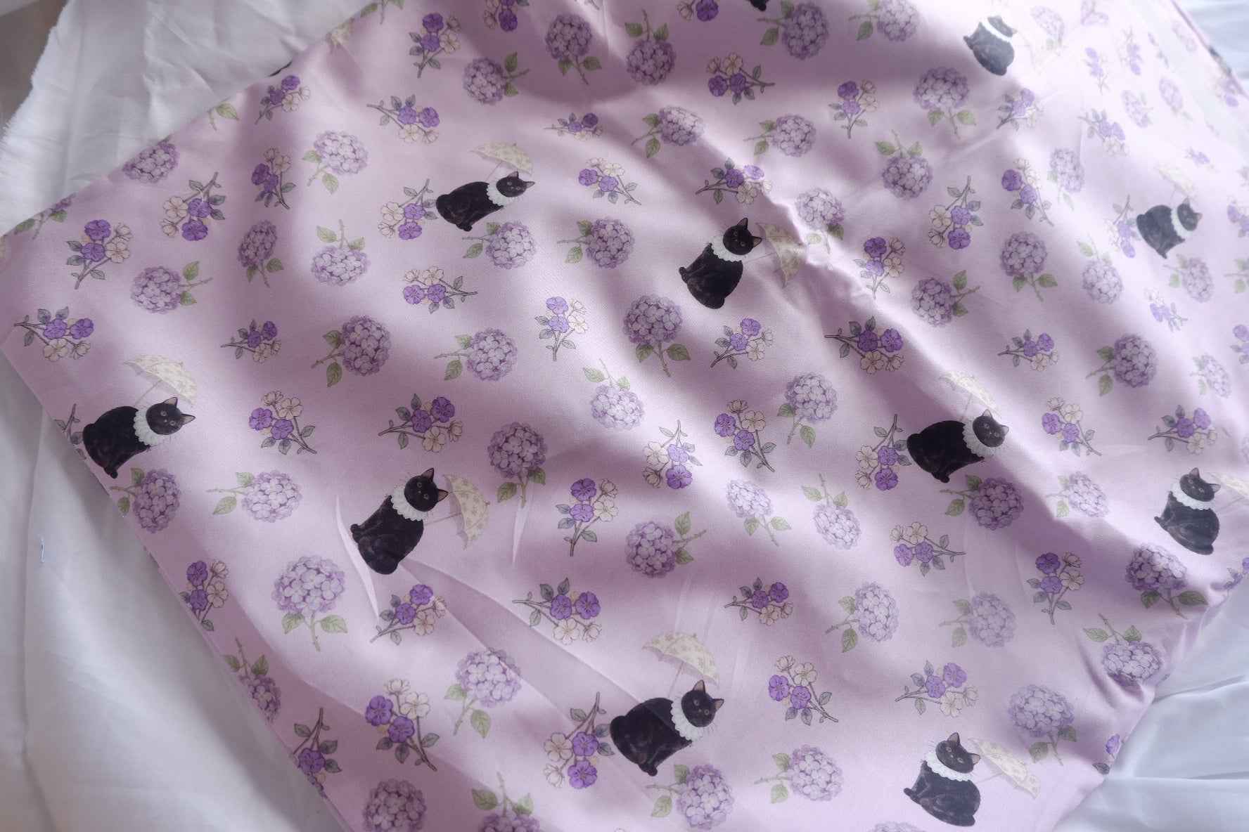 Black Cat Garden Cotton Sateen Fabric - 2.19 yd