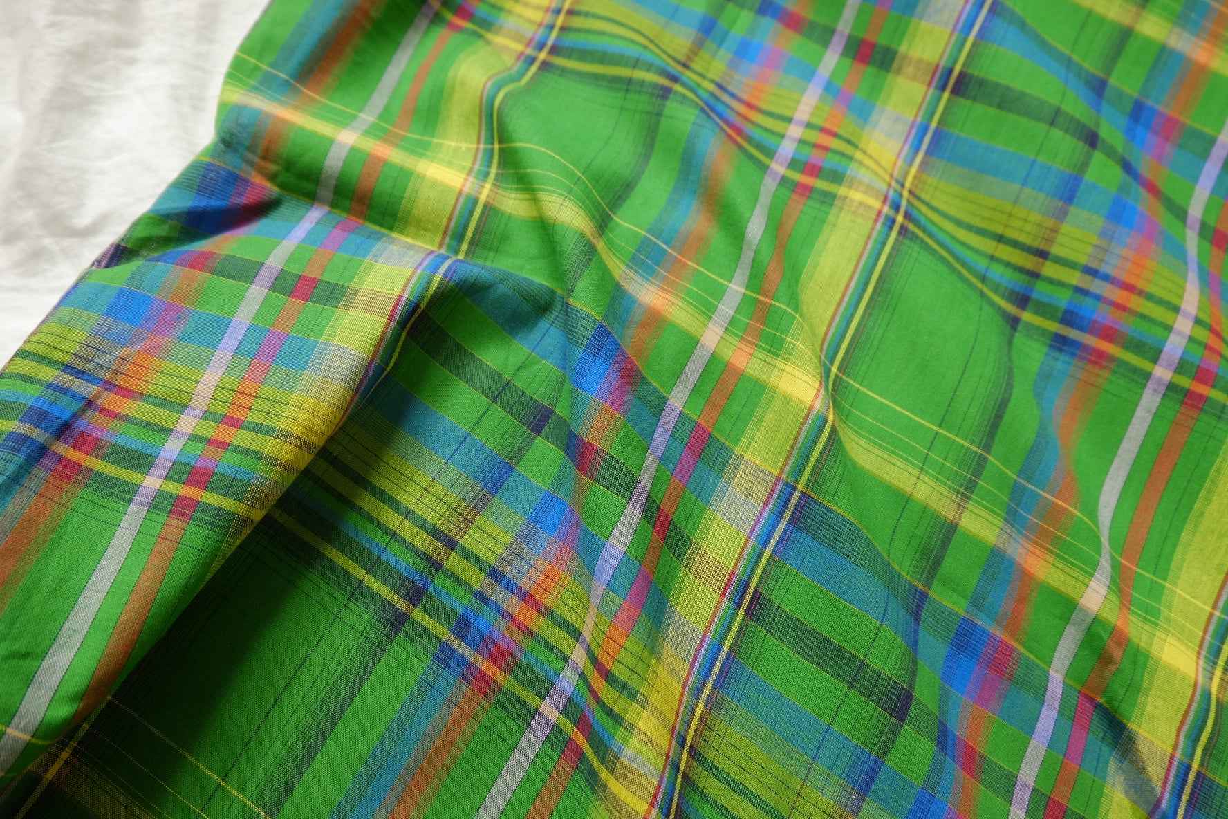Green Yarn-Dyed Cotton Plaid Fabric - 2.19 yd