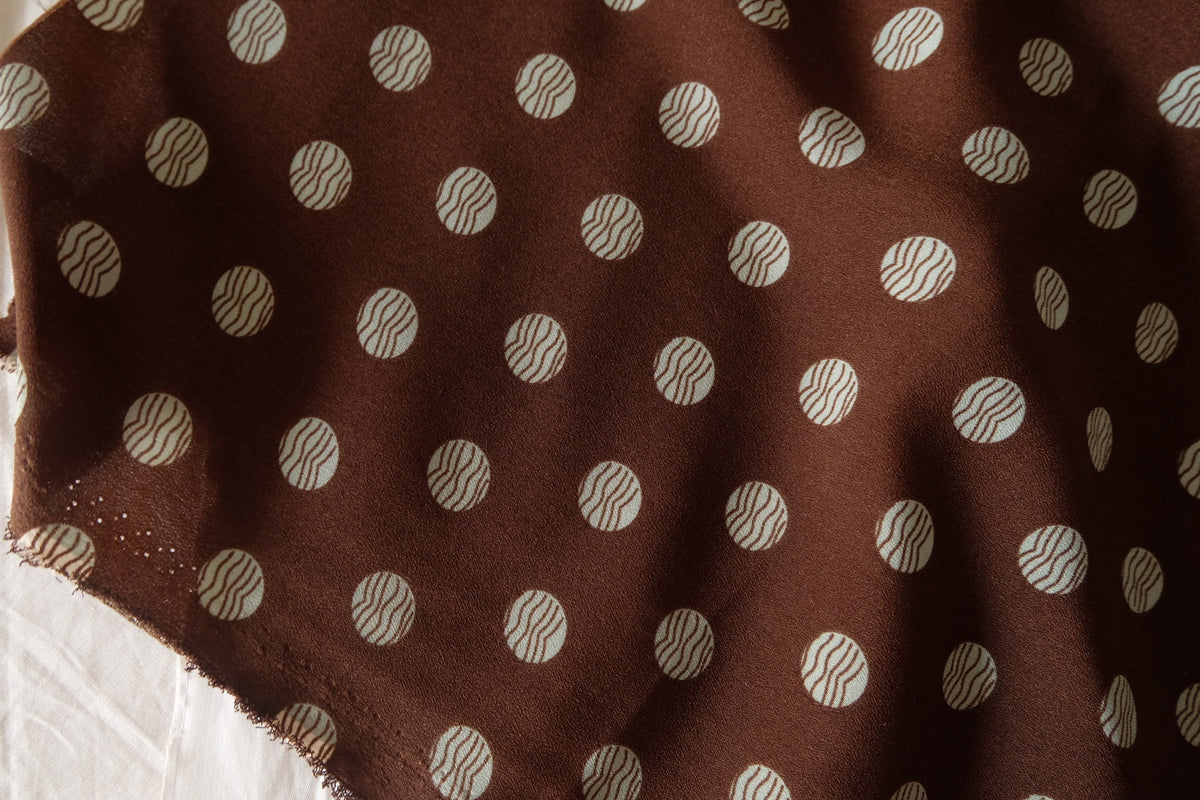 Chocolate Brown Textured Polka Dot Chiffon – 3.3 yd