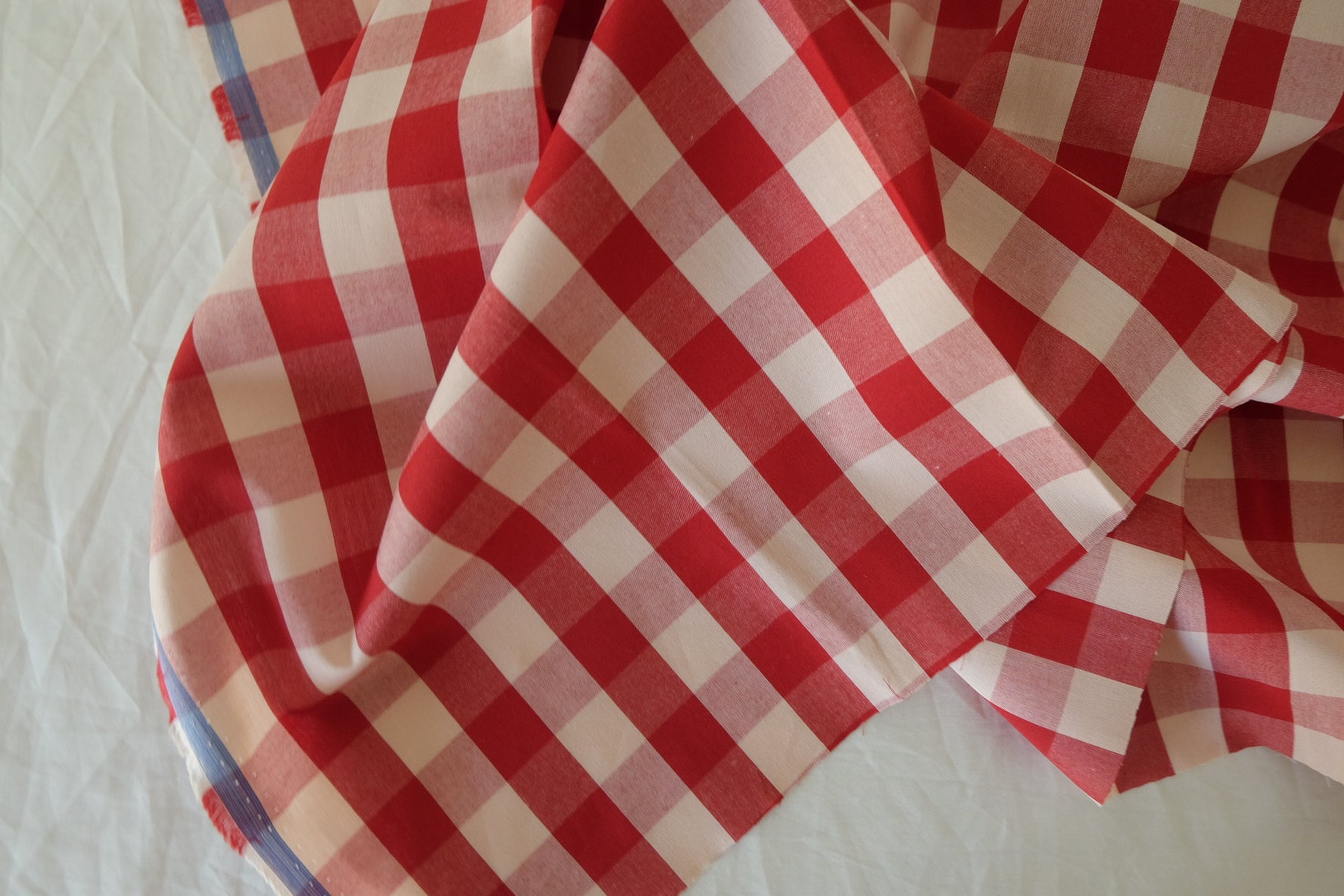 Red Gingham Yarn-Dyed Combed Cotton Fabric – 3.3 yd