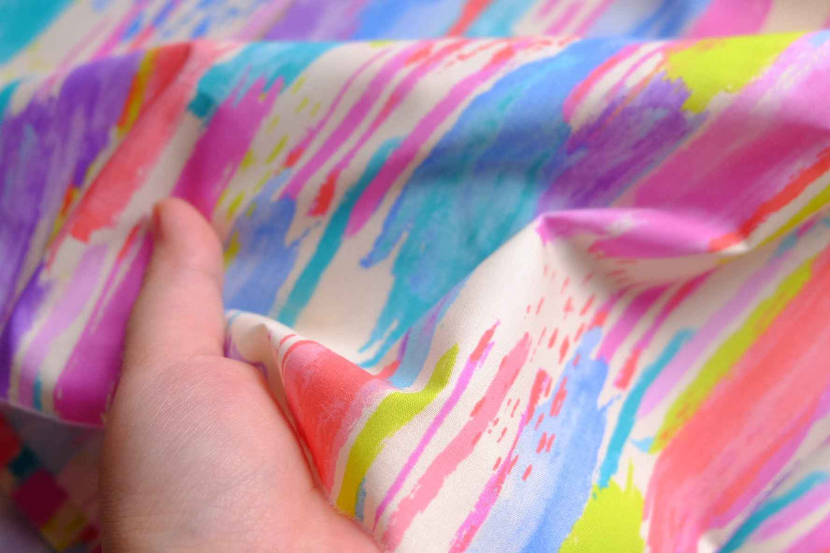 Neon Brushstroke High-Density Cotton Poplin — 2.6 yd