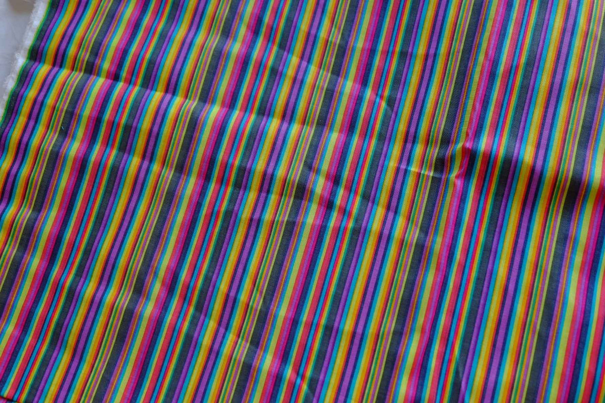 Rainbow Candy Stripe Lightweight Cotton Fabric – 2.19 yd