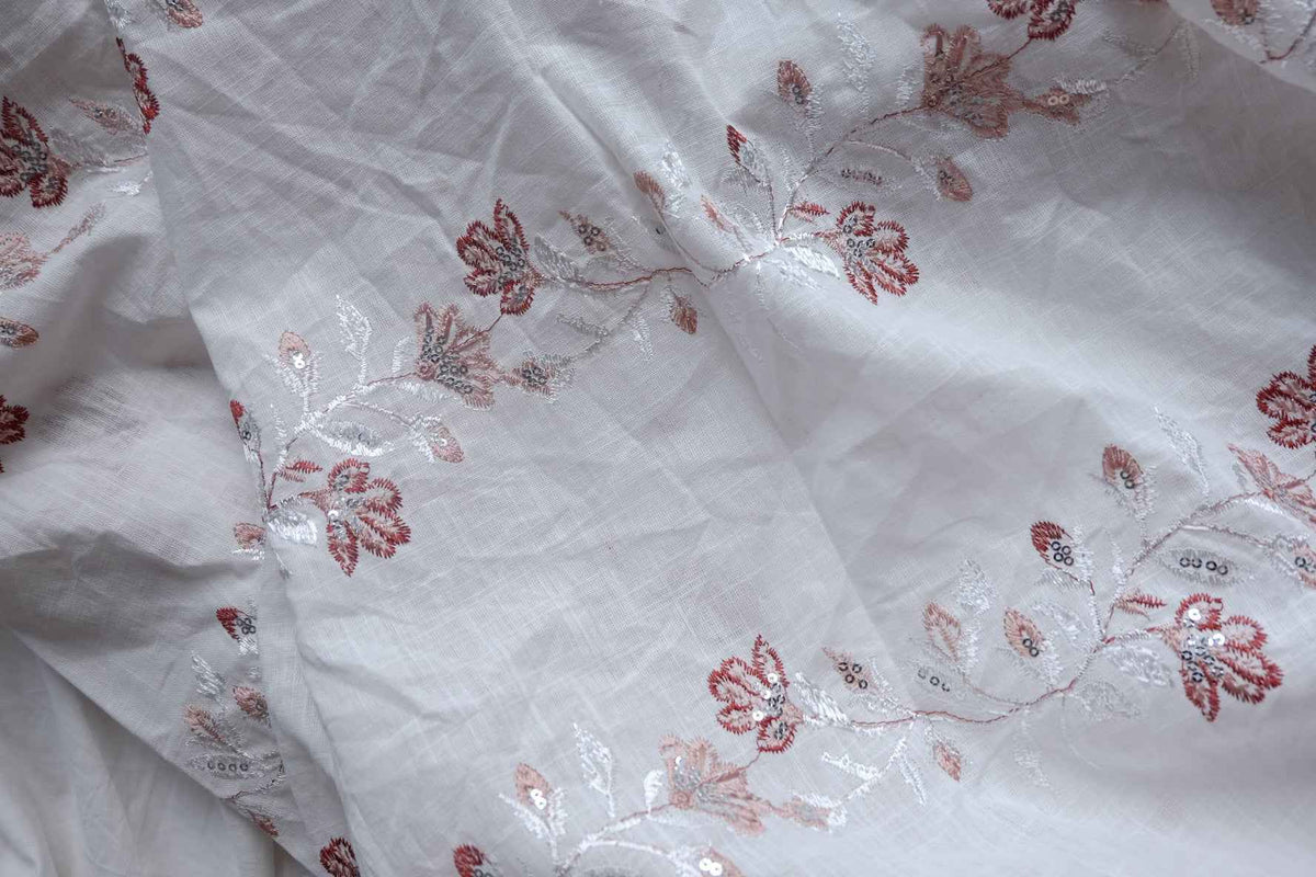 Sequin Floral Embroidered Tencel-Linen Blend — 1.7 yd