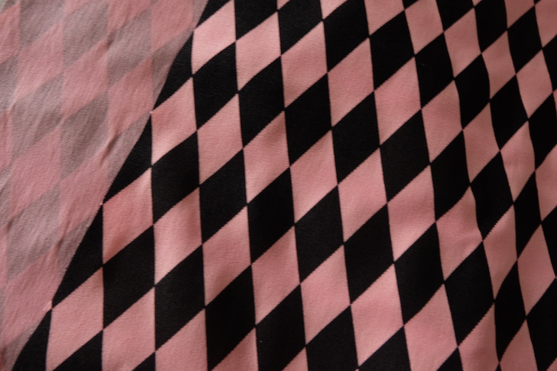 Pink & Black Harlequin Stretch Cotton Blend Fabric – 2.19 yd