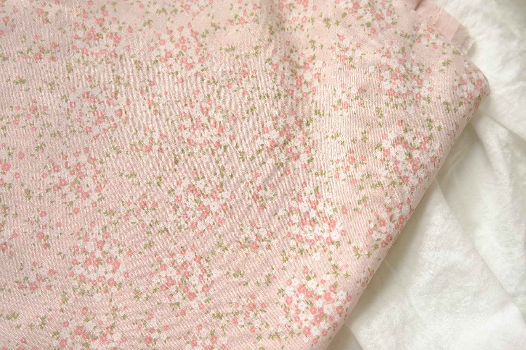 Pink Tiny Floral Cotton Fabric - 2.19 yd