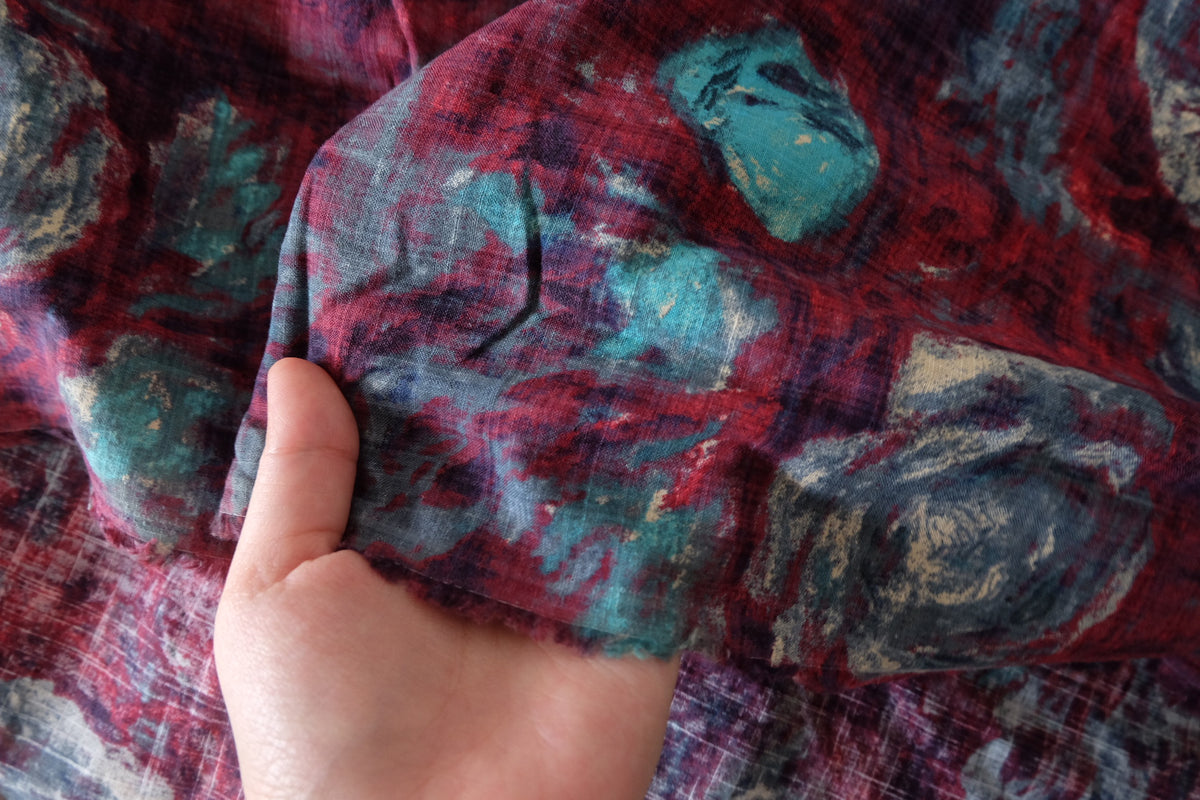 Painterly Rose Slub Cotton – 2.2 yd