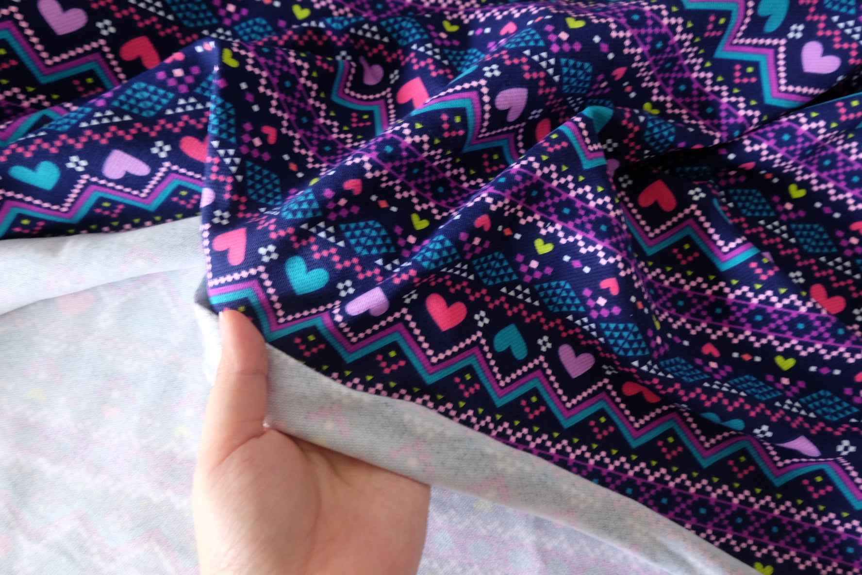 Colorful Heart Print Stretch Cotton Jersey – 1.6 yd
