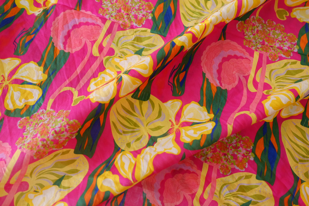 Tropical Pink Paradise Cotton Lawn – 1.75 yd | Special Price