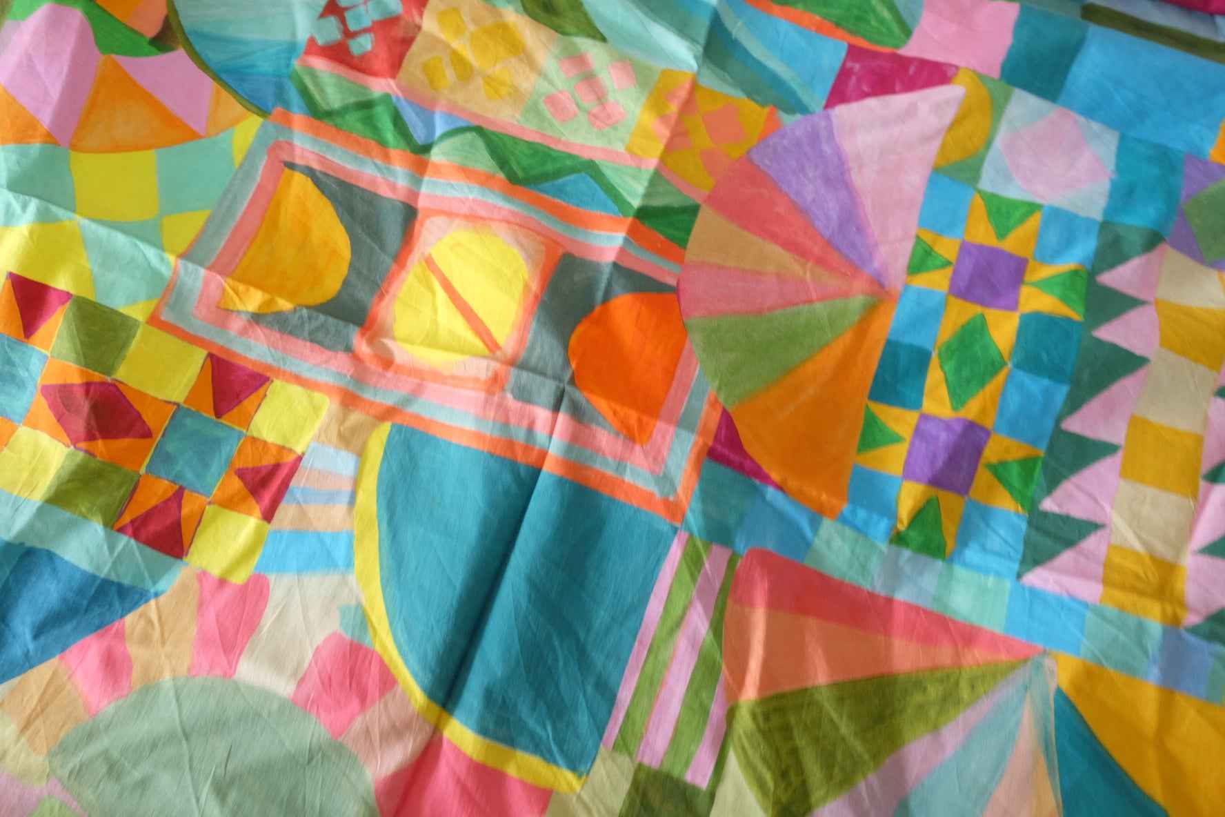 Colorful Abstract Geometric Cotton Lawn Fabric – 1.5 yd