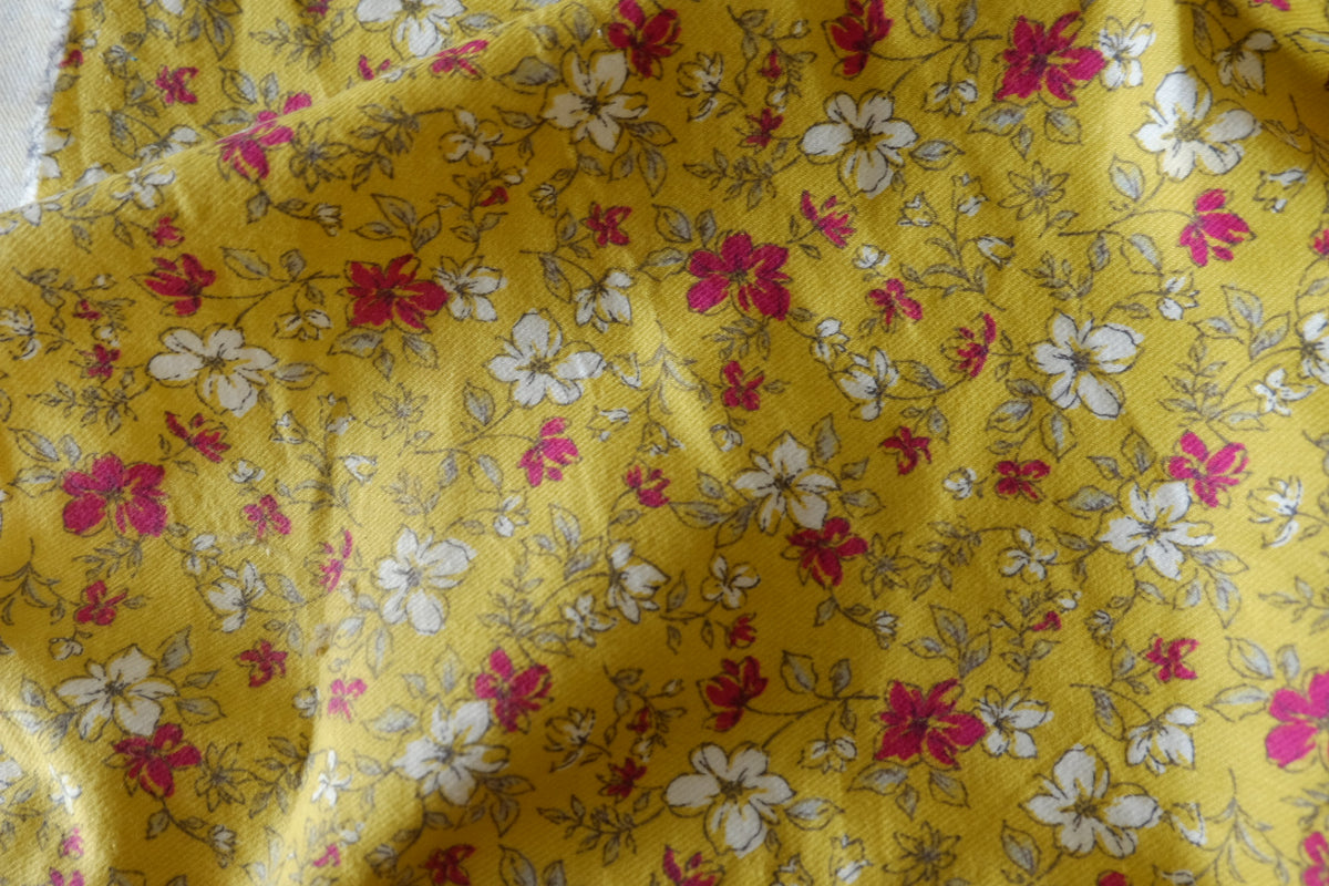 Mustard Meadow Floral Soft Brushed Cotton Twill – 3.28 yd