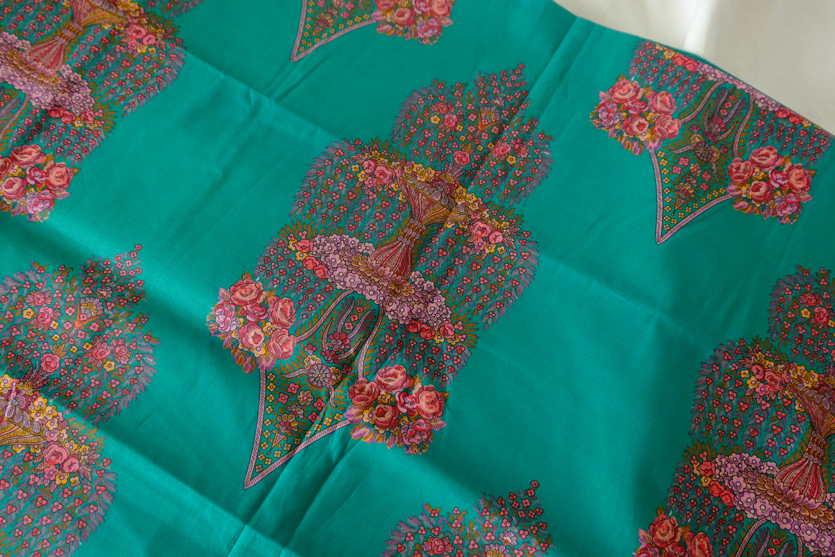 Emerald Ornamental Floral Cotton Lawn – 1.5 yd