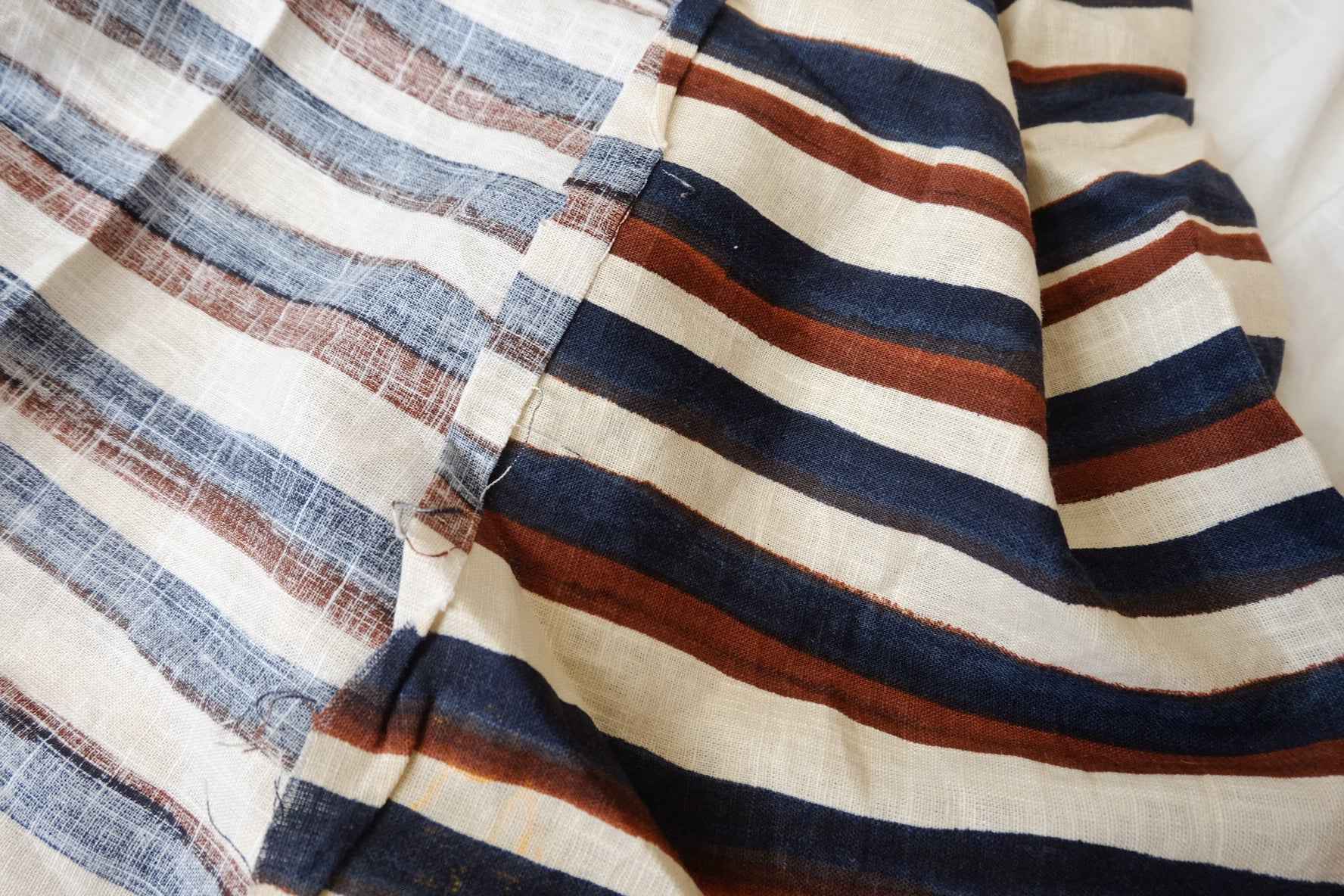 Painterly Stripe Linen Cotton Blend Fabric — 1.53 yd