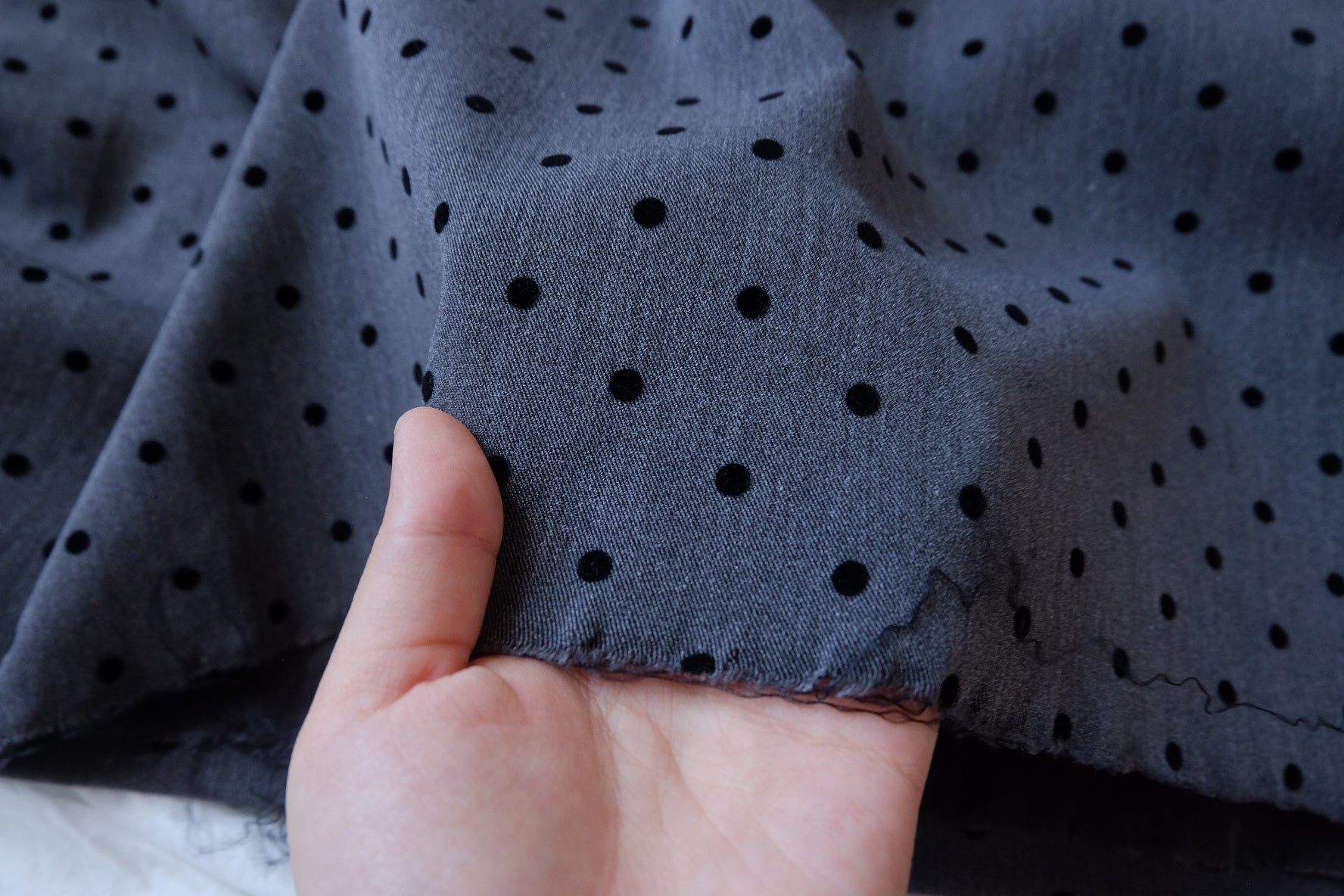 Flocked Polka Dot TR Suiting Fabric - 2.19 yd