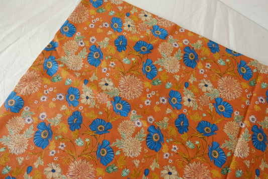 Vintage Blue Floral Cotton Lawn Fabric – 2.8 yd