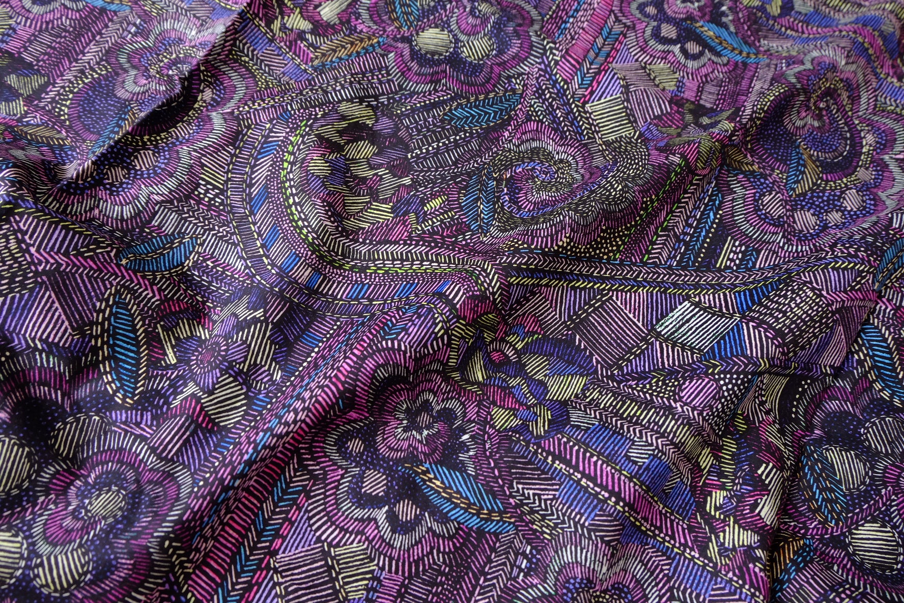 Embroidered-Look Dark Cotton Lawn — 2.84 yd