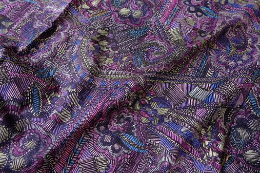 Embroidered-Look Dark Cotton Lawn — 2.84 yd