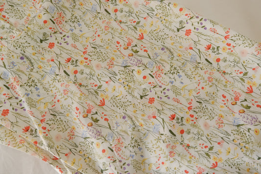 Wildflower Meadow Cotton Lawn Fabric – Soft Botanical Cotton Print – 2.2 yd