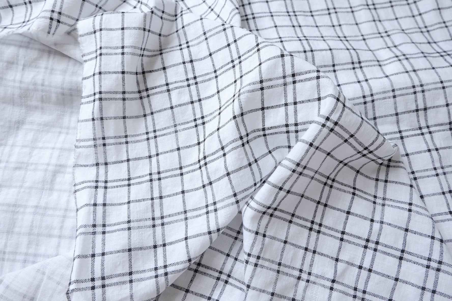 White Windowpane Cotton Fabric, Soft Lightweight Dress Weight, 2.46 Yards