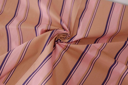 Pink Caramel Stripe Crisp Cotton Poplin – 2.2 yd