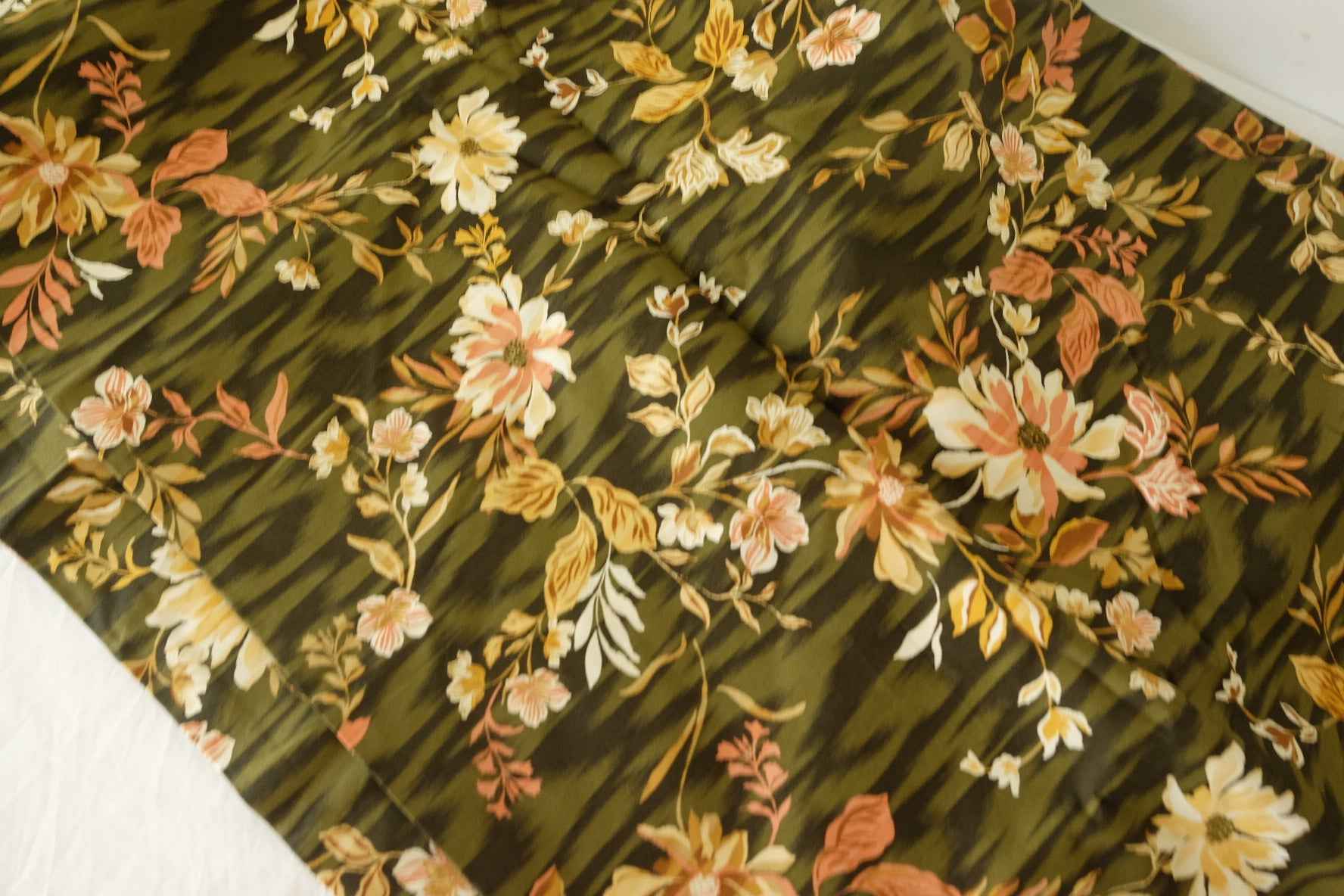 Olive Green Vintage Floral Cotton Poplin –1.64 yd