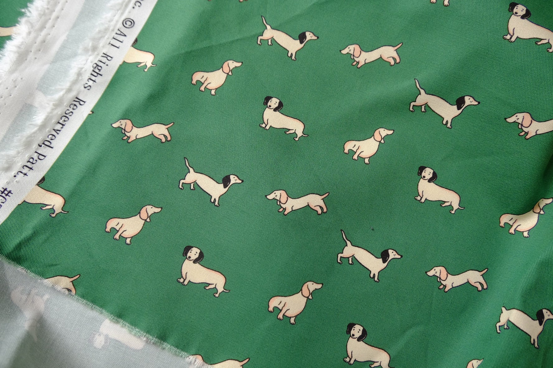 Green Dachshund Structured Cotton Twill — 1.64 yd