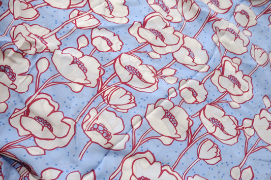 Blue Poppy Rayon Fabric - 2.19 yd