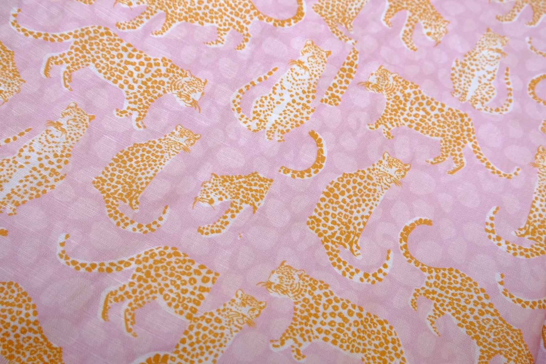 Pink Leopard Linen Cotton Blend Fabric — 1.86 yd