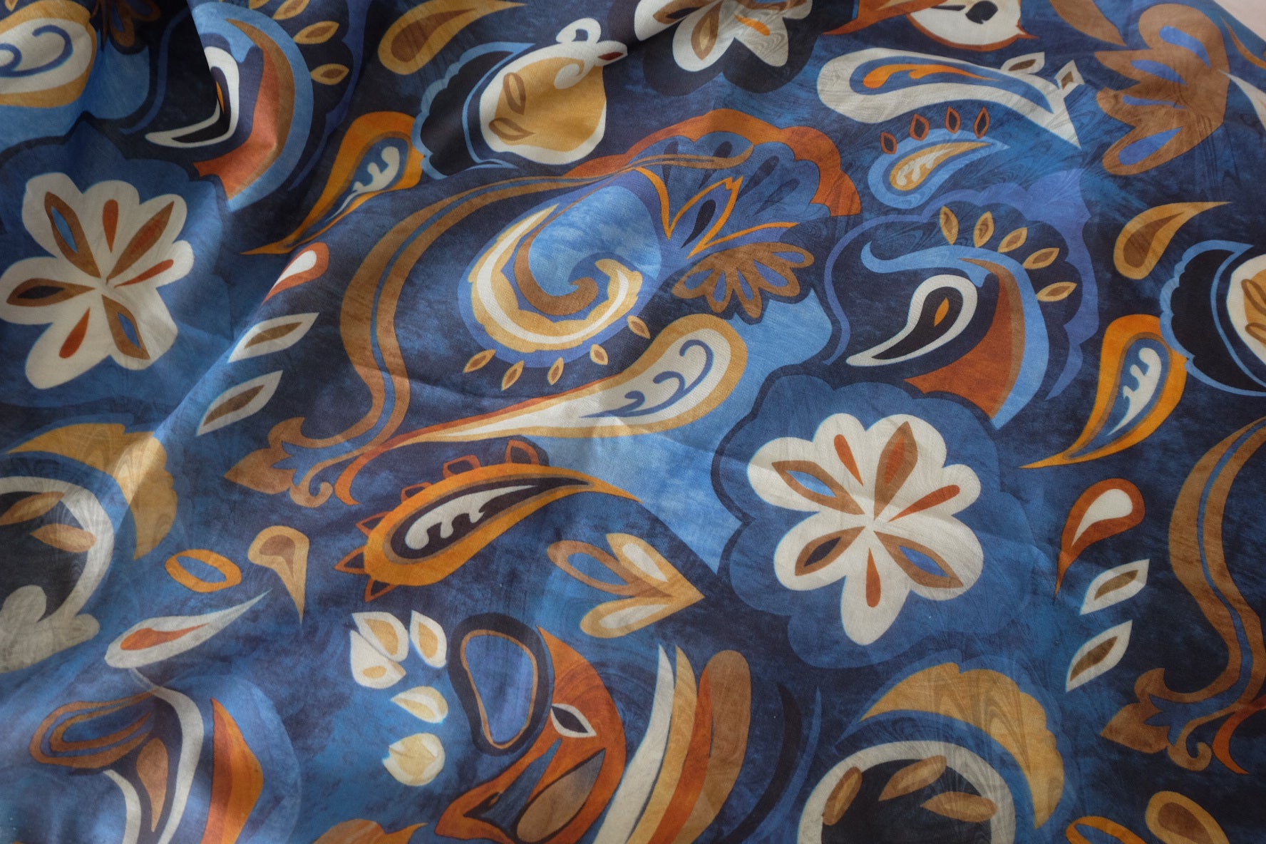 Blue Paisley Cotton Lawn – 3.28 yd