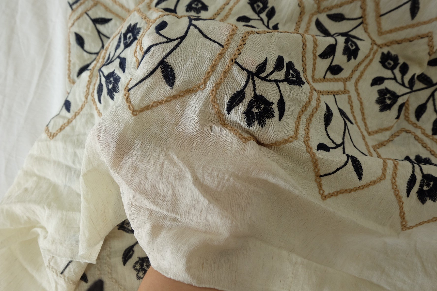 Embroidered Tencel Linen Fabric – 2.5 yd