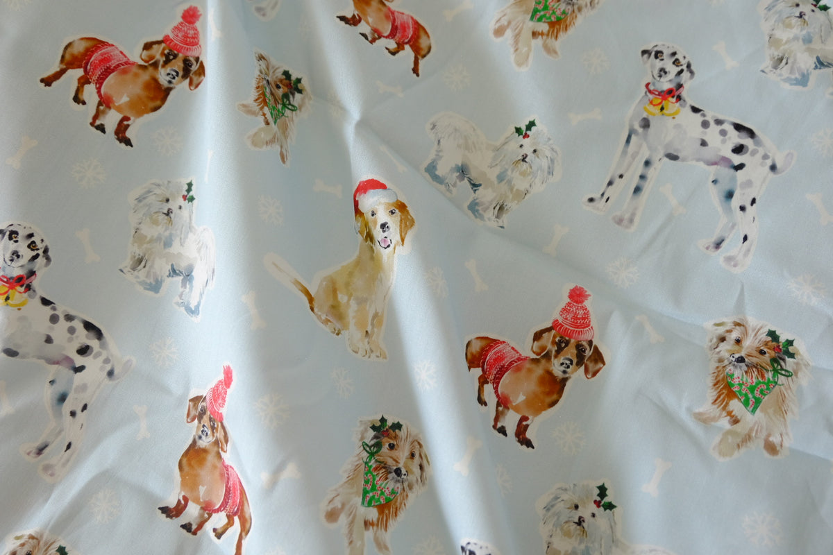 Christmas Pups – Festive Dogs Cotton Poplin – 2.2 yd