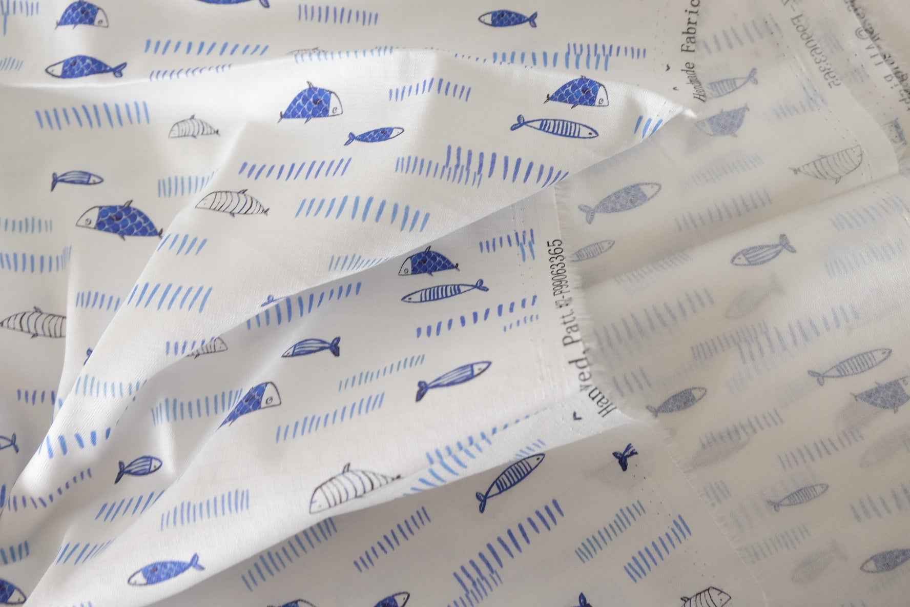 Blue Fish Textured Cotton Fabric – 1.6 Yards