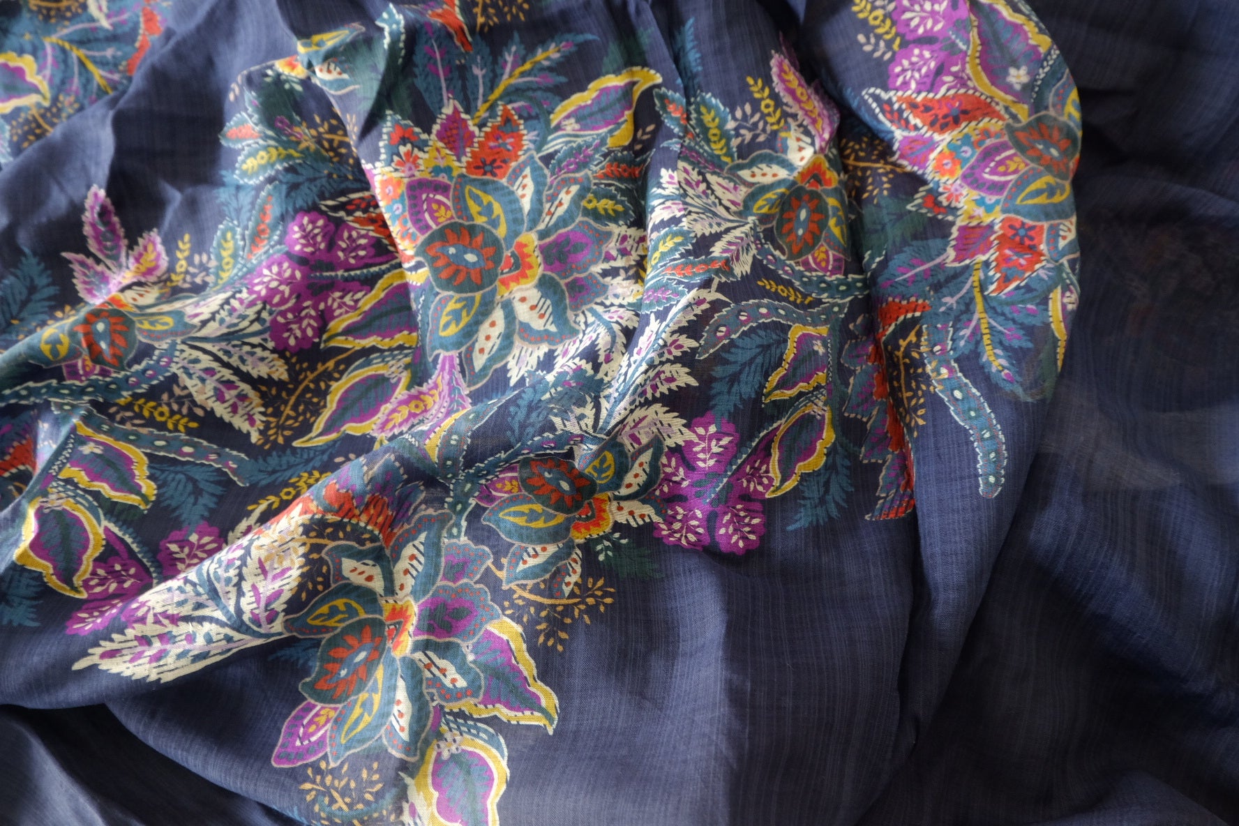 Midnight Engineered Floral Pure Tencel Fabric – 3.28 yd Piece