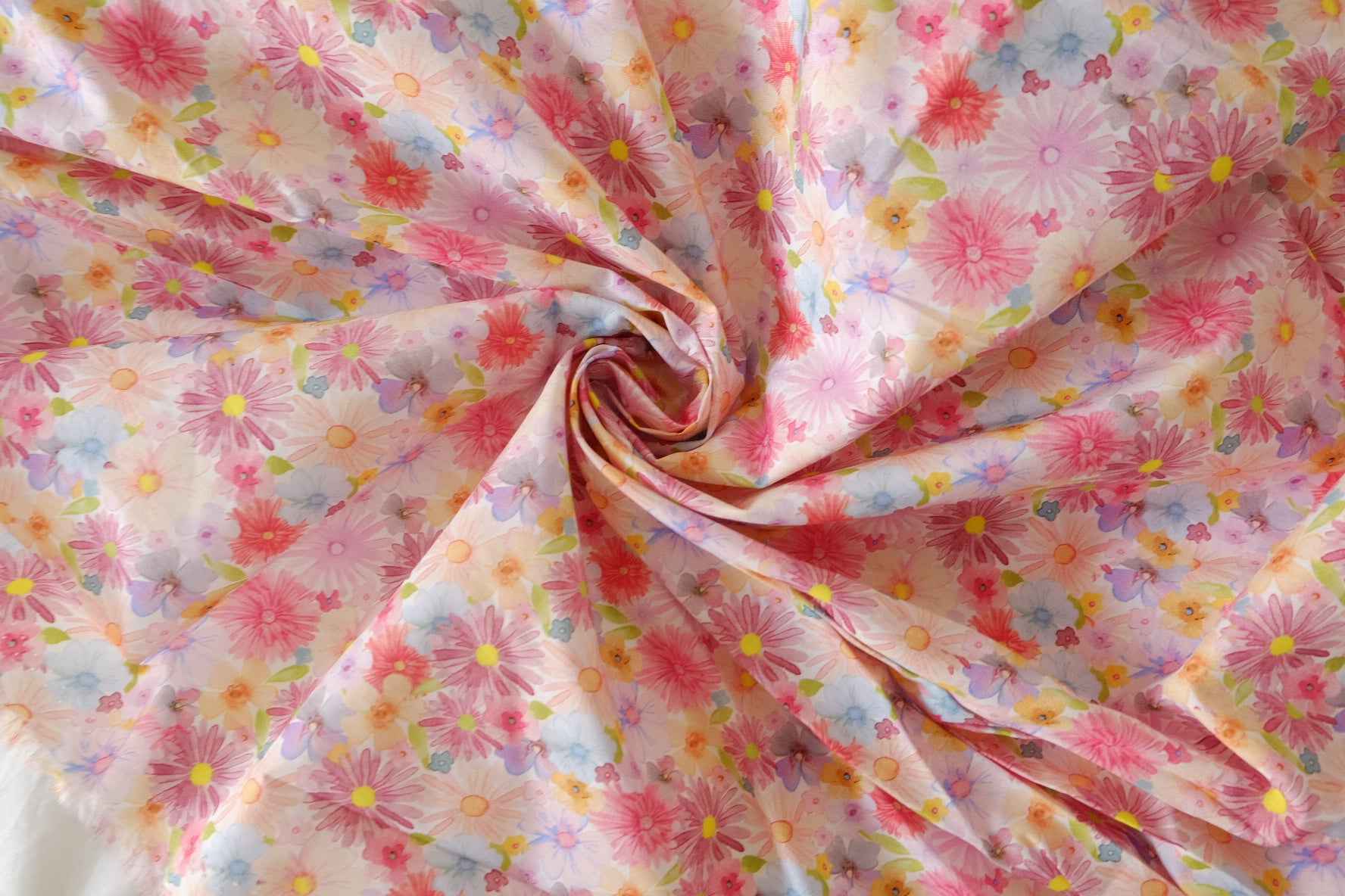 Pink Garden Floral Cotton Lawn Fabric – 4 yd