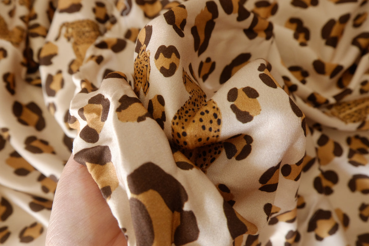 Wild Leopard Print Rayon Sateen – 1.64 yd