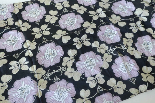 Silky Floral Rayon Fabric with Sateen Feel-1.64 yd