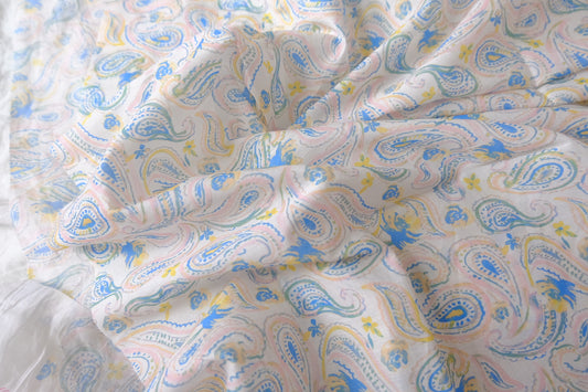 Pastel Paisley Cotton Lawn Fabric - 1.53 yd