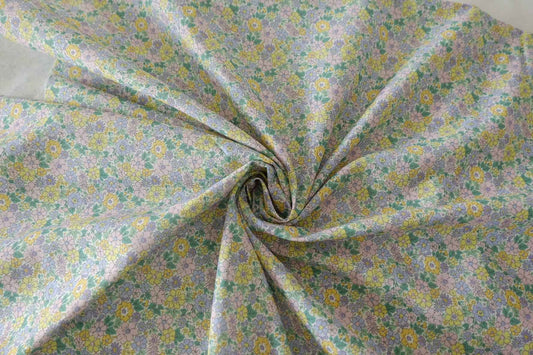 Pastel Mini Floral Cotton Linen Blend Fabric – 2.2 yd