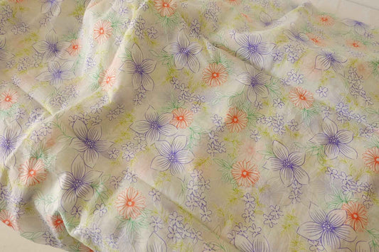 Soft Summer Floral Gauze-Like Cotton Fabric – 3.28 yd Piece
