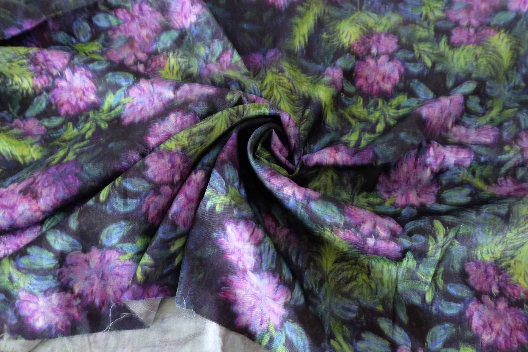 Dark Botanical Rayon Fabric – 3.3 yd