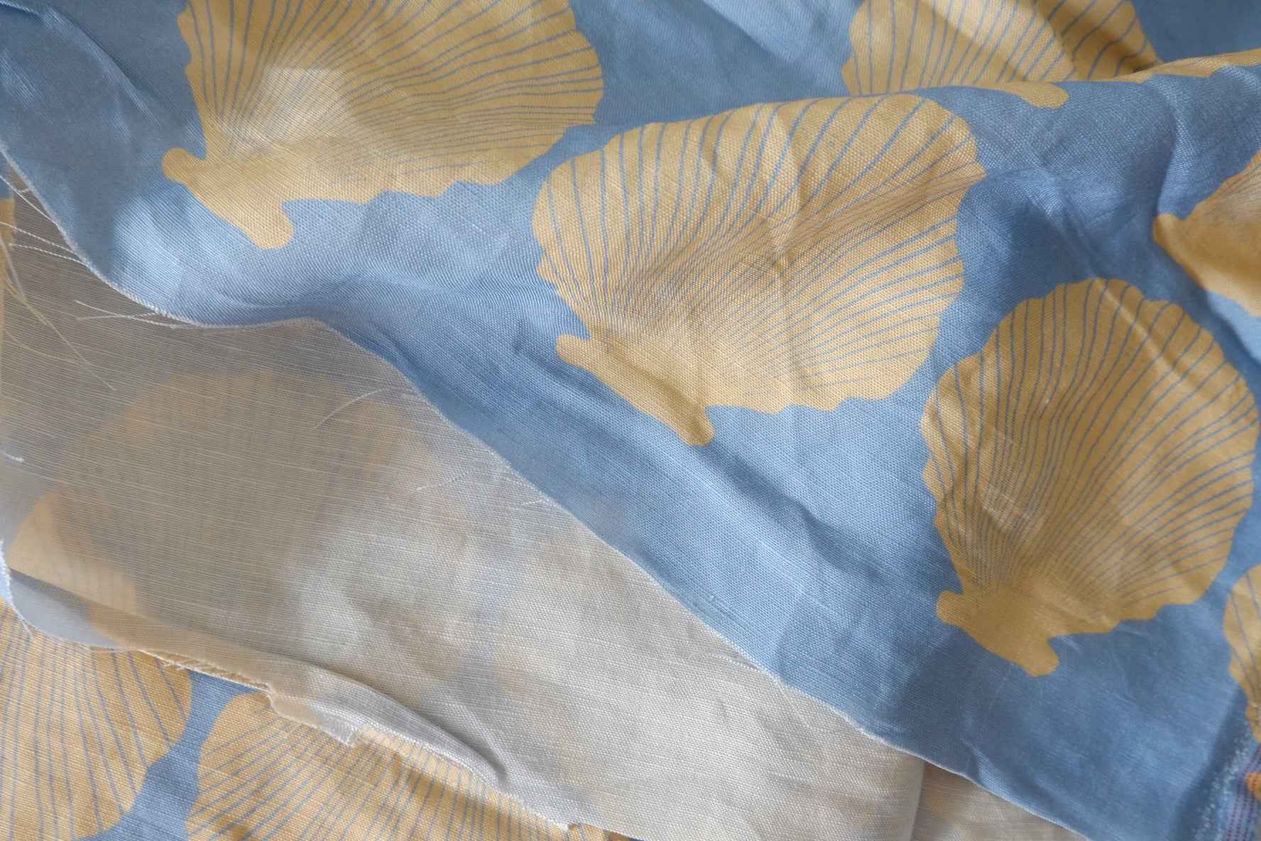 Seashell Print Cotton Linen Fabric – 1.4 yd