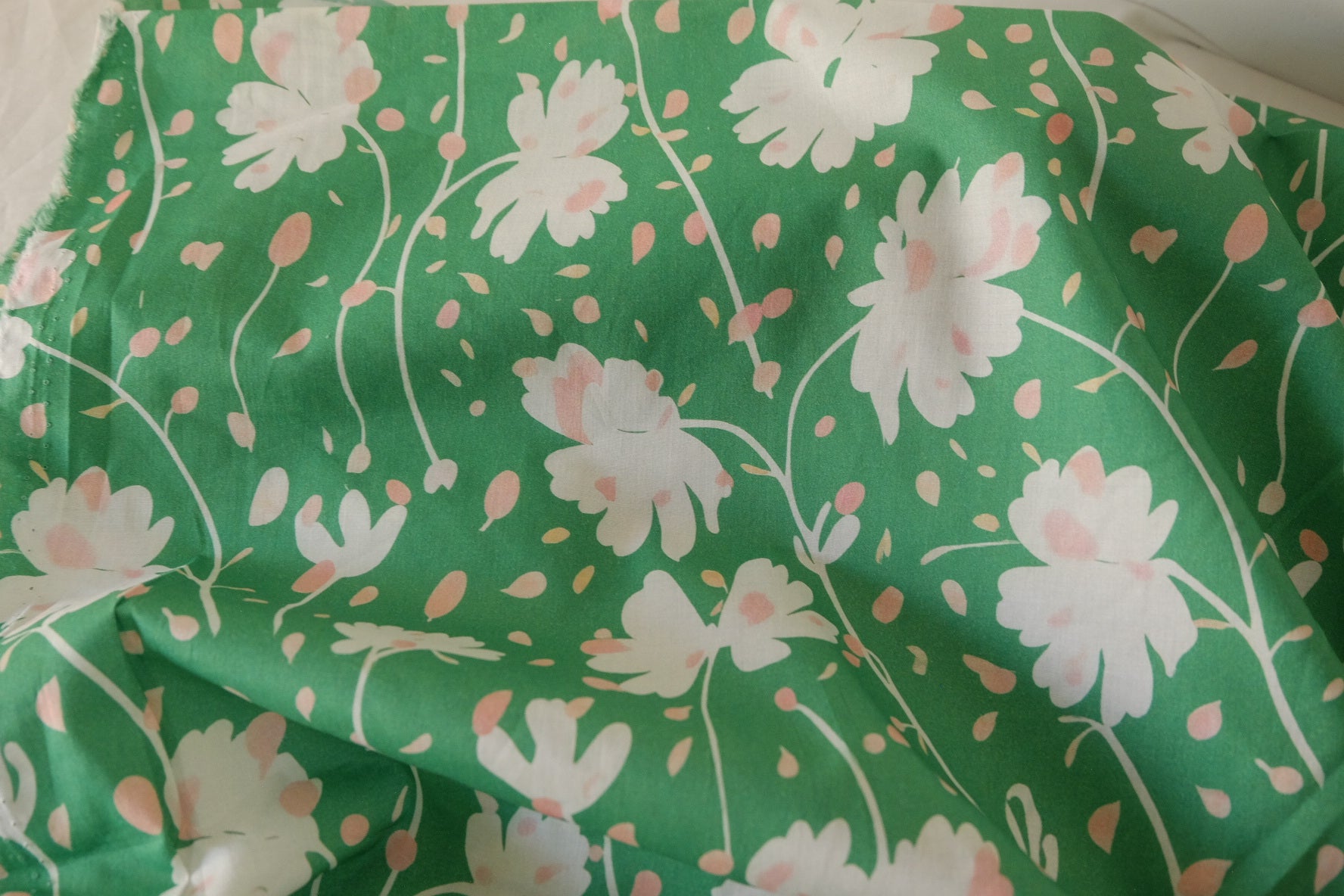 Green Floral Cotton Fabric – 3.3 yd