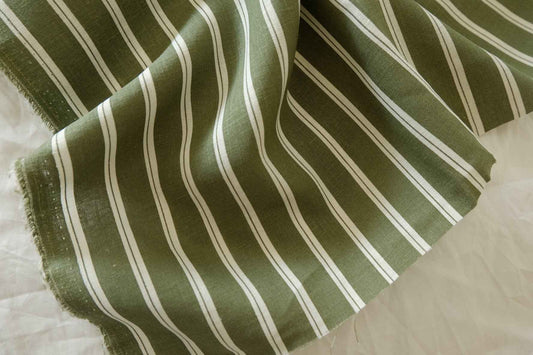 Olive Yarn-Dyed Stripe Linen Cotton – 2.19 yd