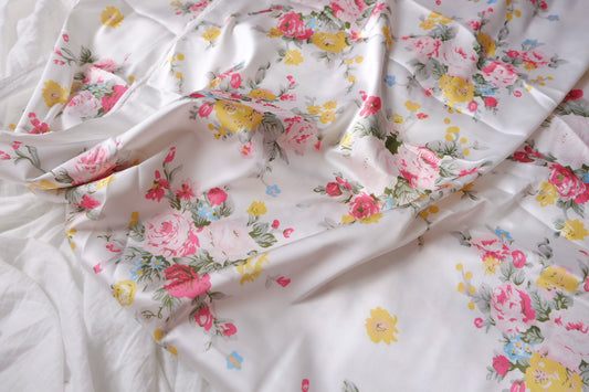 Japanese Rose Floral Silky Polyester Satin — 3.28 yd
