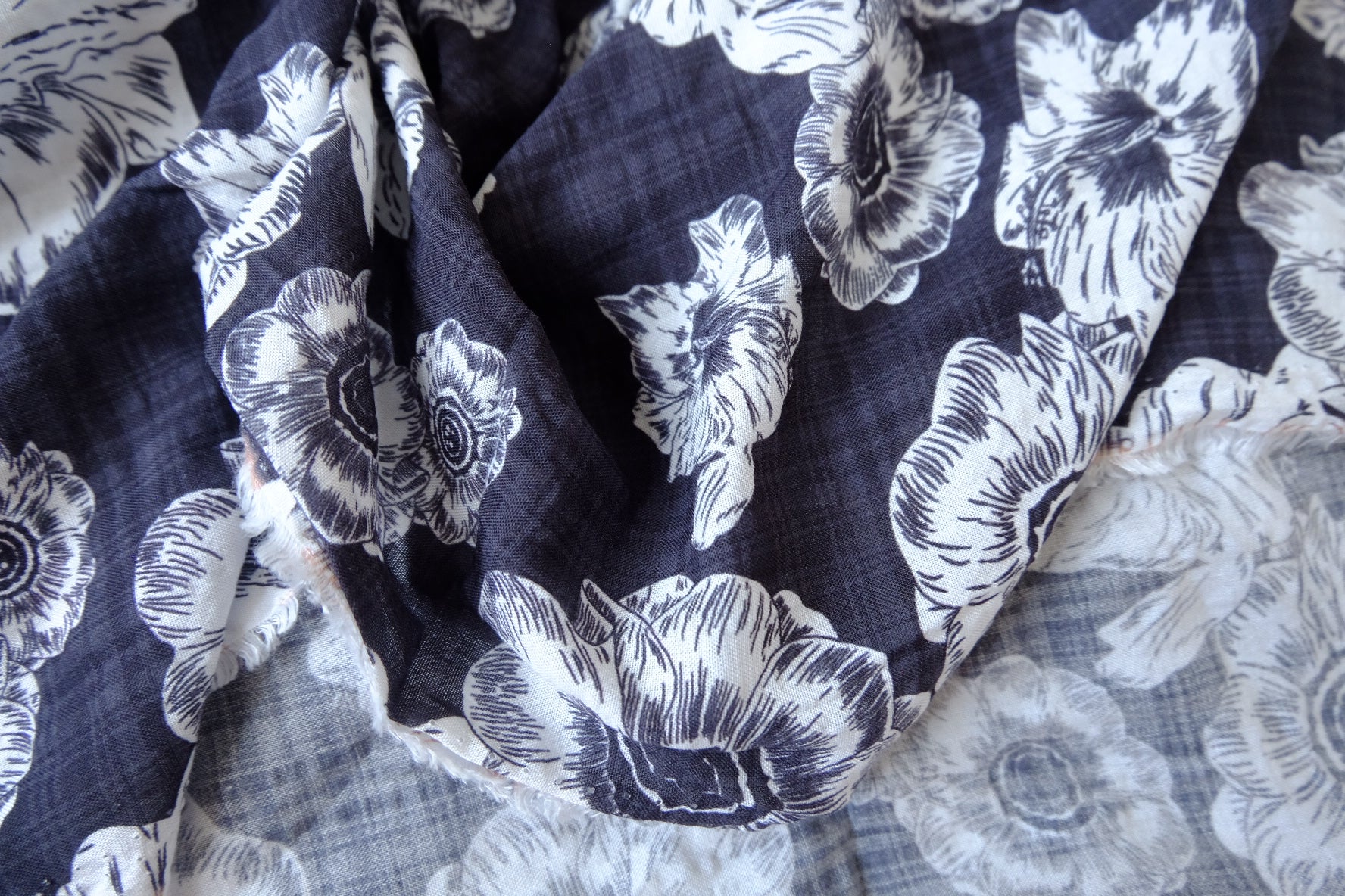 Midnight Floral Cotton Linen, 3.4 Yards
